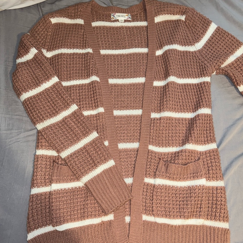 Striped Pink Rose cardigan